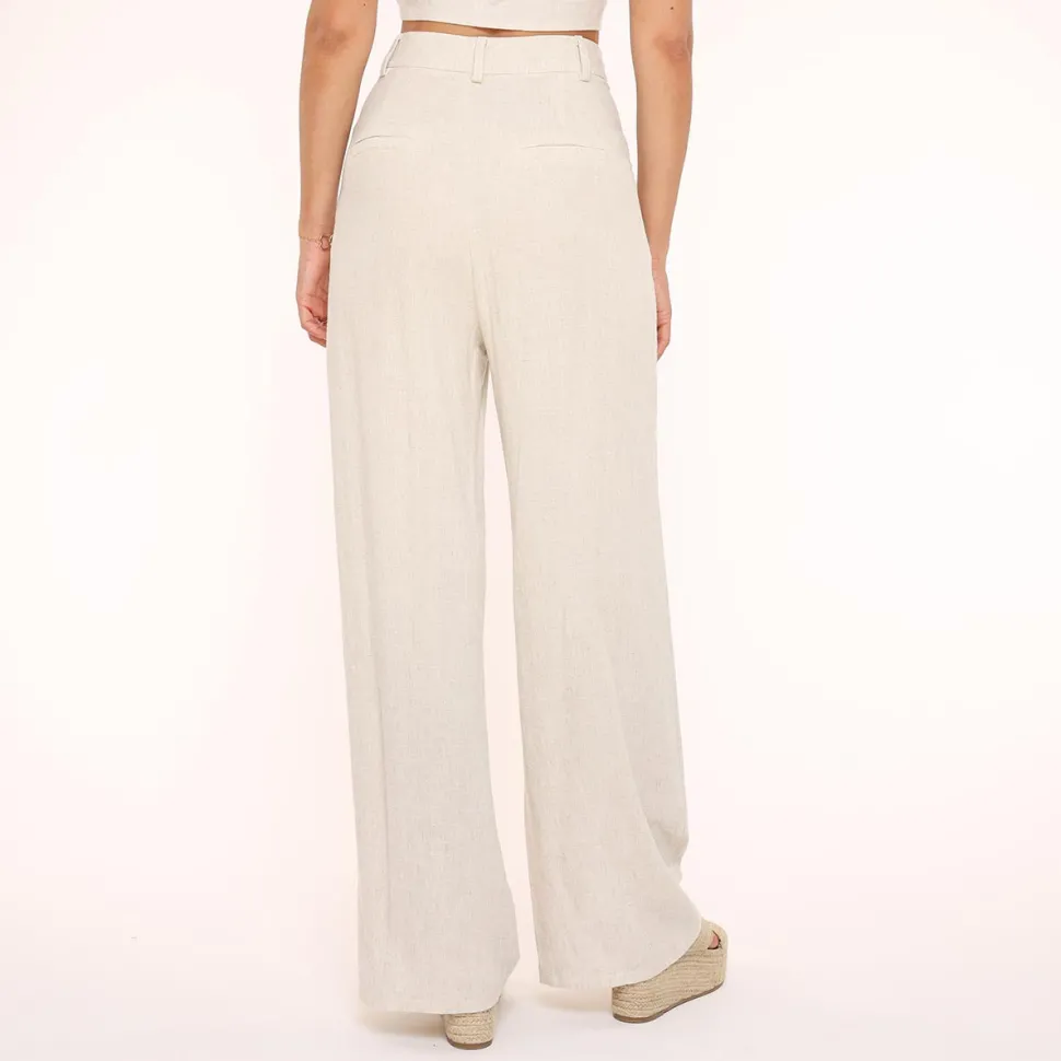 Olivia & Kate 0630 Beige Straight Linen-Trousers Best Sale