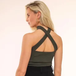Olivia & Kate Army Green Choker-Top Cheap