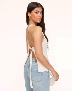 Olivia & Kate Beige Asymmetric Open Back-Top New