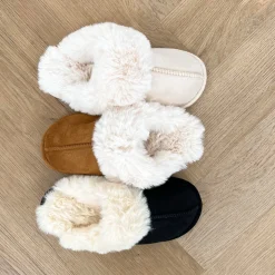 Olivia & Kate Beige Fluffy-Slippers Best Sale