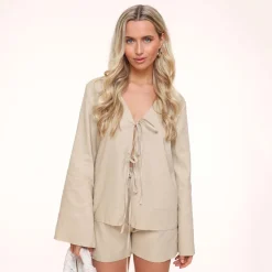 Olivia & Kate Beige Linen-Cardigan Shop