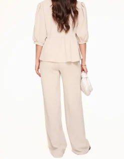 Olivia & Kate Beige Short Bow Ties Puff Sleeves Pleated-Set Sale
