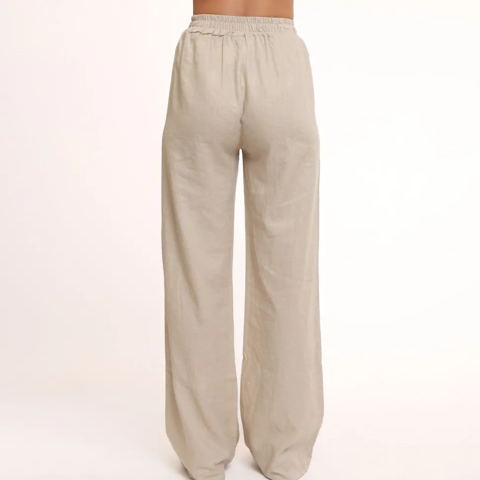 Olivia & Kate Beige Tall Linen-Pants Discount