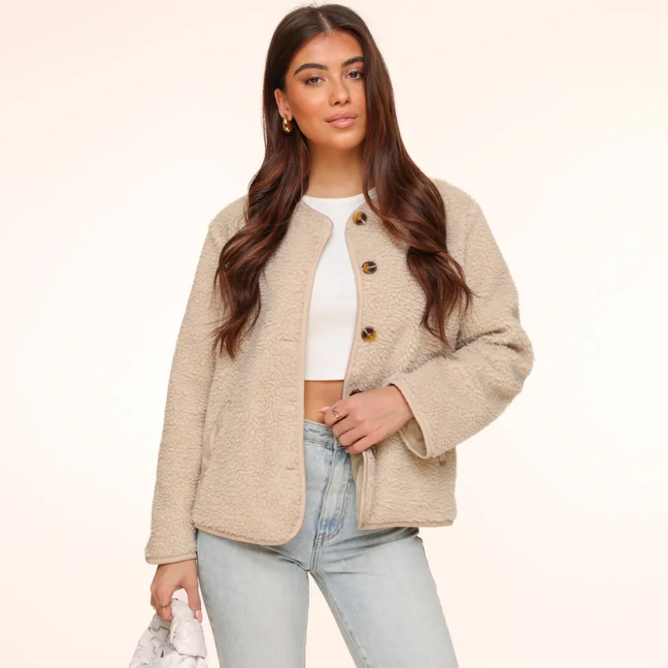 Olivia & Kate Beige Teddy-Jacket Best Sale