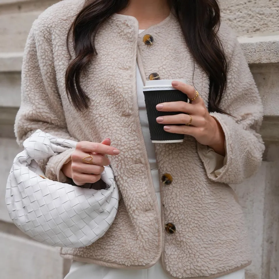 Olivia & Kate Beige Teddy-Jacket Best Sale
