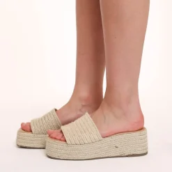 Olivia & Kate Beige Woven Platform-Sandals Cheap