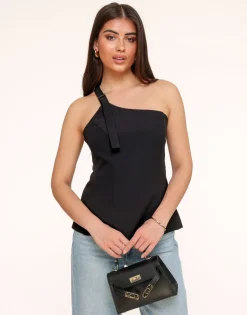 Olivia & Kate Black Asymmetric Open Back-Top Online