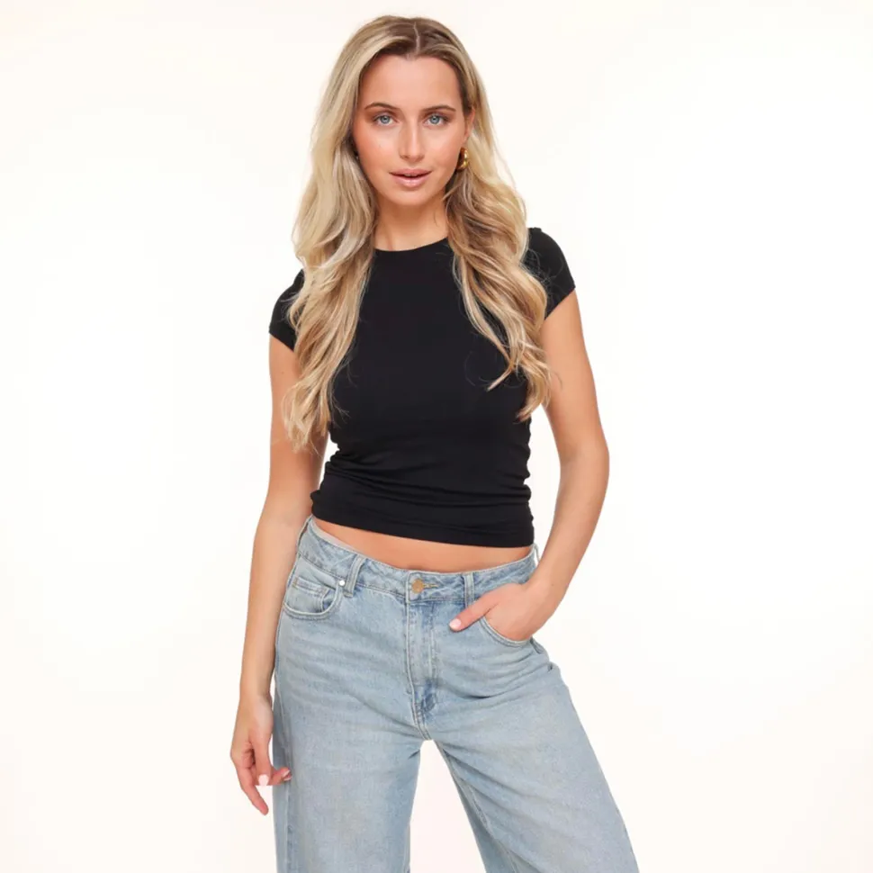 Olivia & Kate Black Basic Ss-Top Clearance