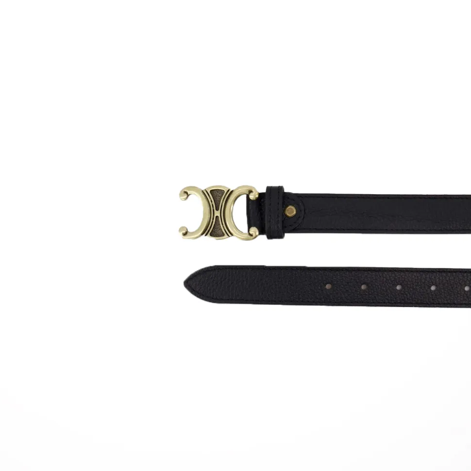 Olivia & Kate Black Detailed Gold Buckle-Belt Hot