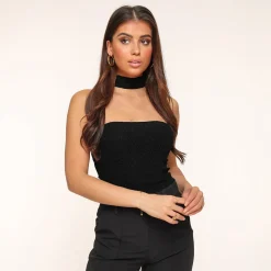 Olivia & Kate Black Glitter Choker-Top Online