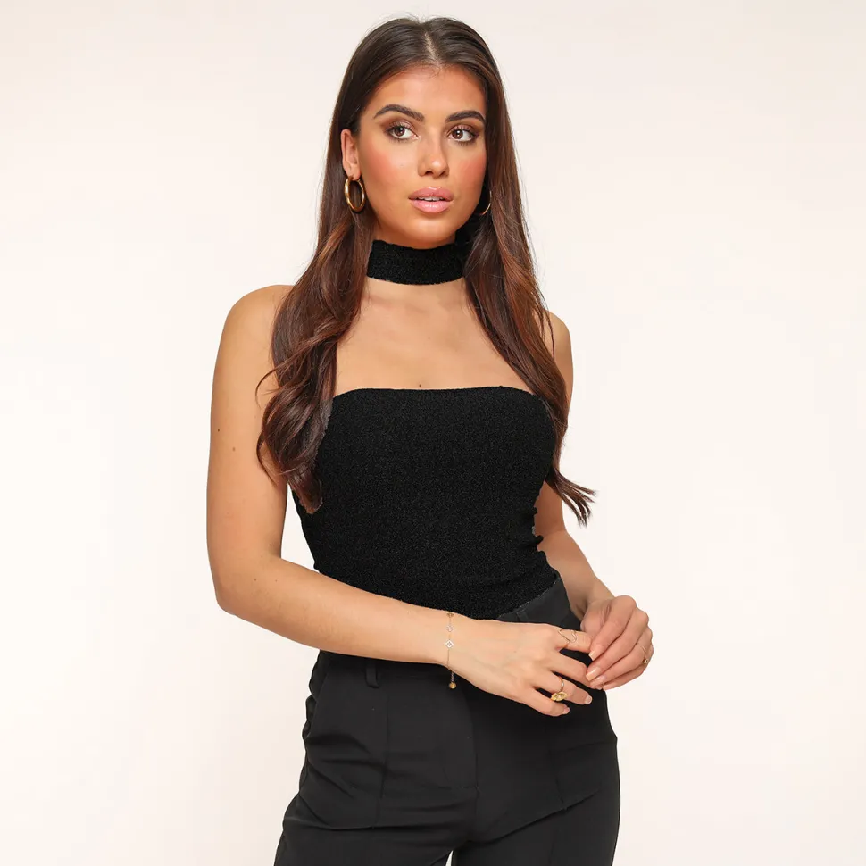 Olivia & Kate Black Glitter Choker-Top Online