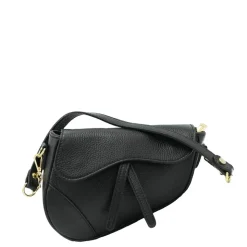 Olivia & Kate Black Leather Saddle-Bag Fashion