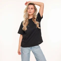 Olivia & Kate Black Oversized Basic Ss-T-Shirt Clearance
