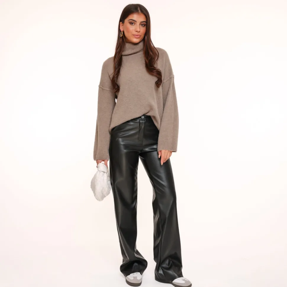 Olivia & Kate Black Pu Leather-Trouser Hot