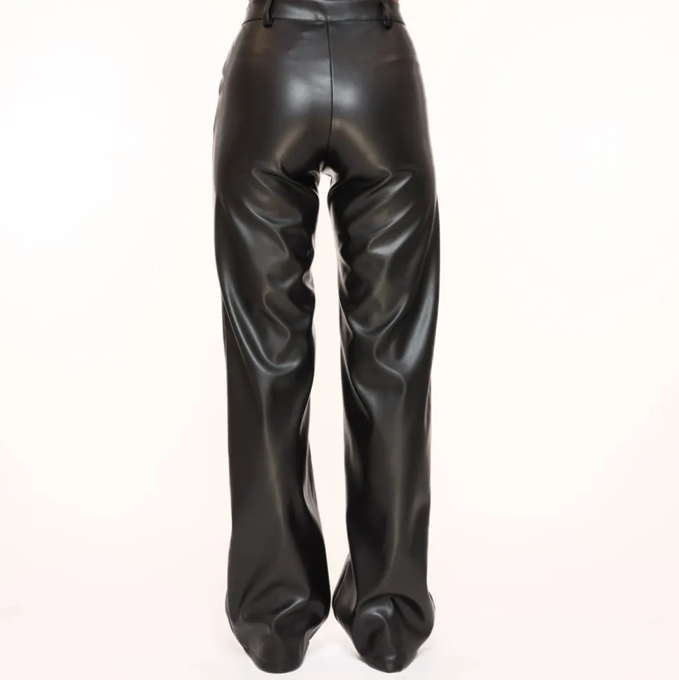 Olivia & Kate Black Pu Leather-Trouser Hot