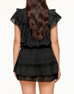 Olivia & Kate Black Ruffle Detail-Top Fashion