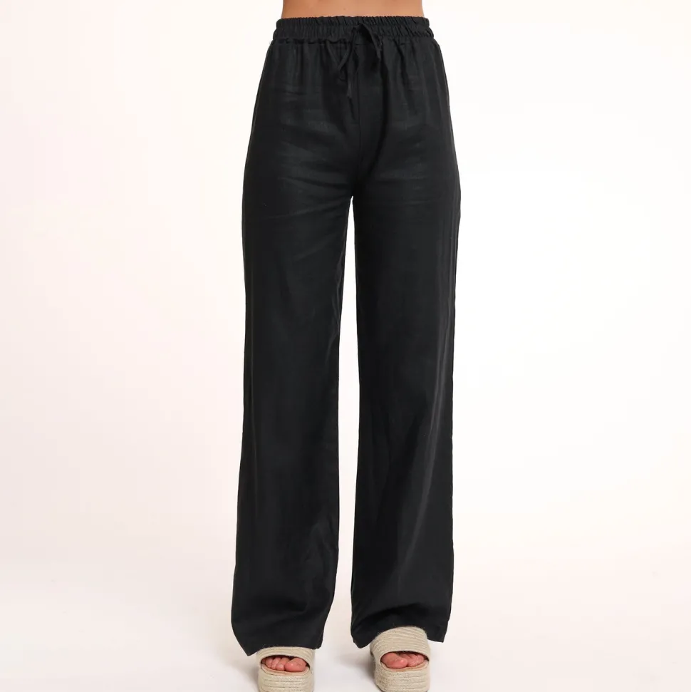Olivia & Kate Black Tall Linen-Pants Fashion