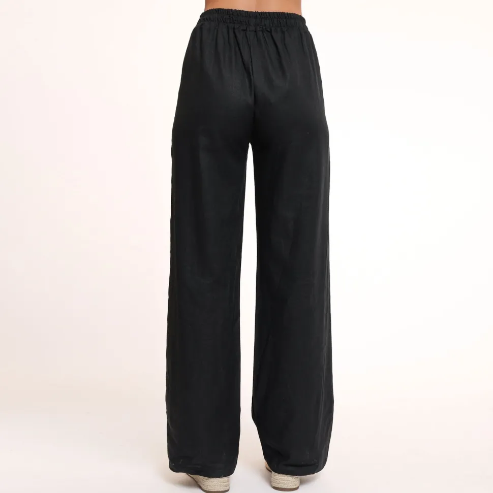 Olivia & Kate Black Tall Linen-Pants Fashion
