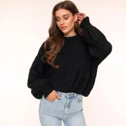 Olivia & Kate Black Wool Knitted-Sweater Online