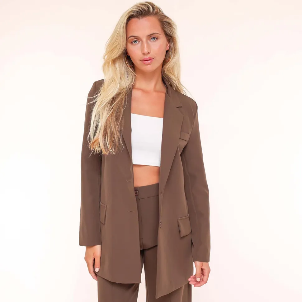 Olivia & Kate Brown Basic Straight-Blazer Fashion