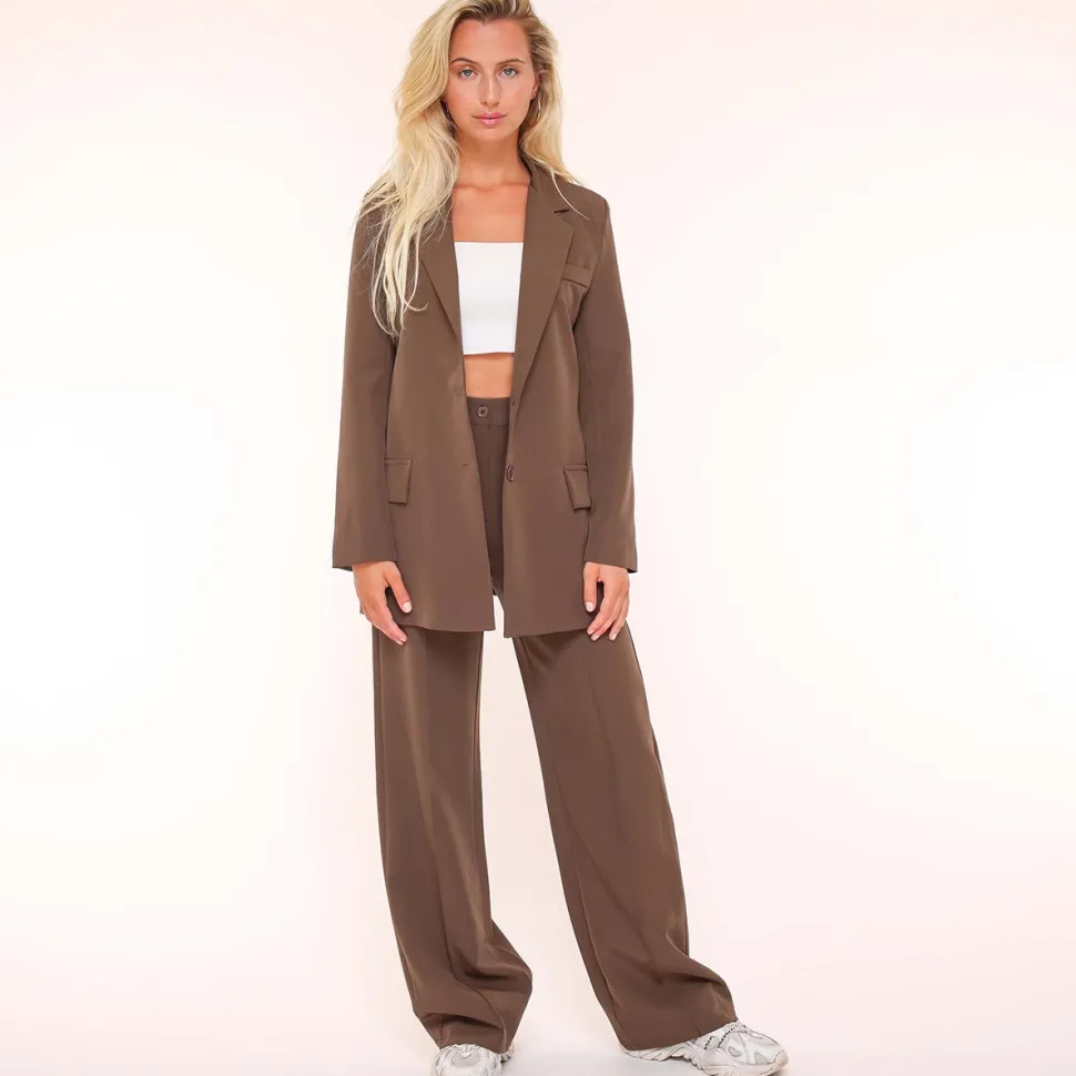 Olivia & Kate Brown Basic Straight-Blazer Fashion