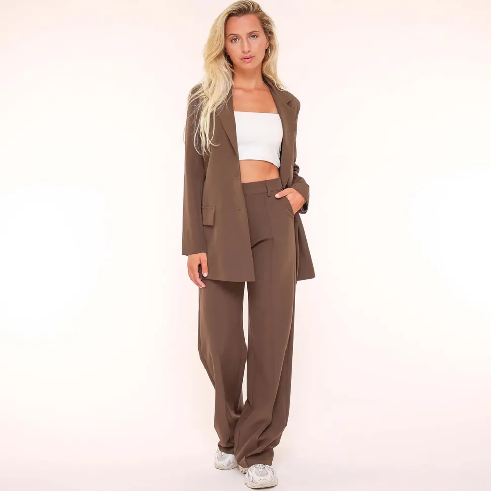 Olivia & Kate Brown Basic Straight-Blazer Fashion