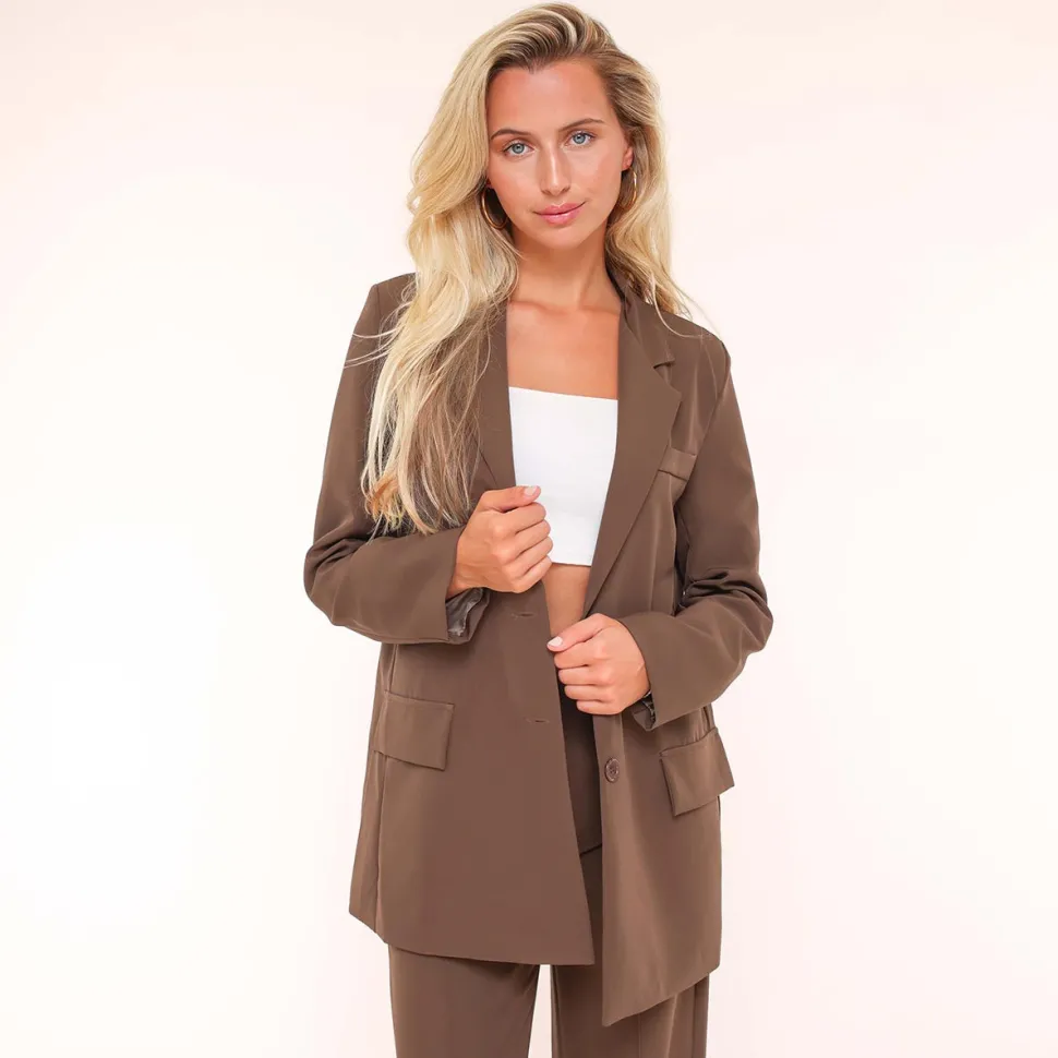 Olivia & Kate Brown Basic Straight-Blazer Fashion