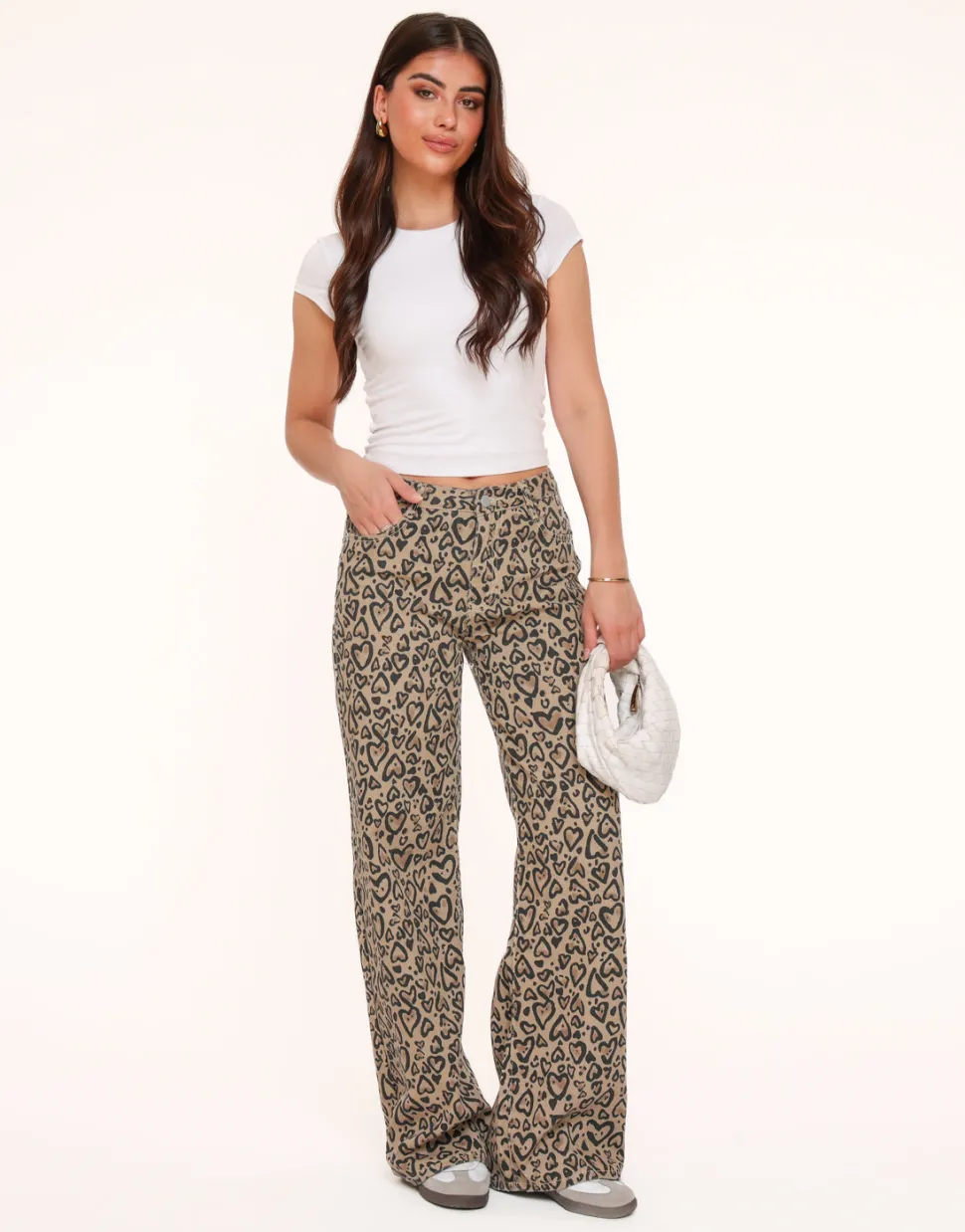 Olivia & Kate Brown Hearts Print-Jeans Shop