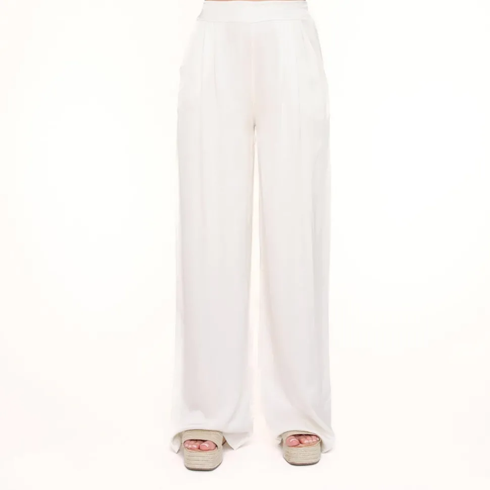 Olivia & Kate Creme Tall Satin-Pants Hot