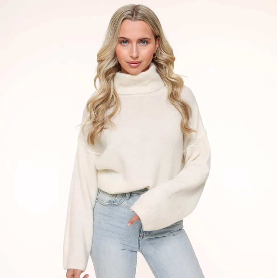 Olivia & Kate Creme Turtleneck-Sweater Outlet
