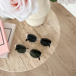 Olivia & Kate Dark Green Oval Gold Frame-Sunglasses Outlet