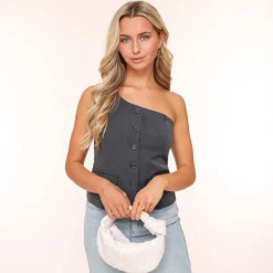 Olivia & Kate Dark Grey Buttons Details-Top Outlet