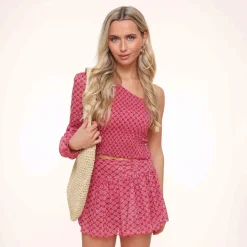Olivia & Kate Dark Pink Print Lurex-Skort Clearance