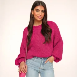Olivia & Kate Dark Pink Wool Knitted-Sweater Clearance
