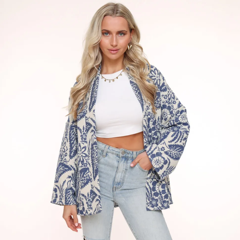Olivia & Kate Darkblue Printed Ls-Jacket New