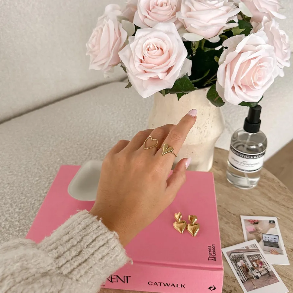 Olivia & Kate Golden Adjustable Open Heart-Ring Fashion