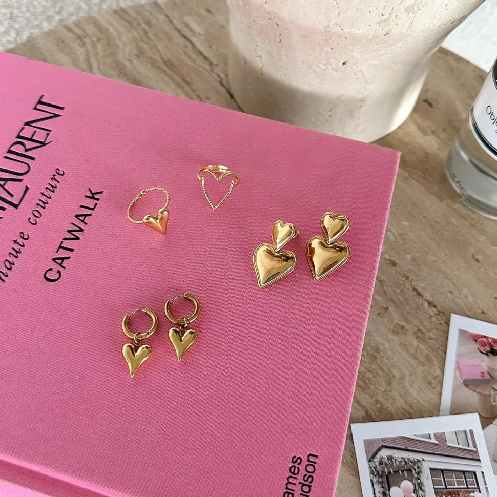 Olivia & Kate Golden Adjustable Open Heart-Ring Fashion