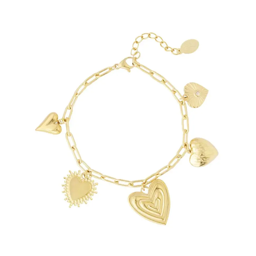 Olivia & Kate Golden Hearts Pendants Chain-Bracelet Discount
