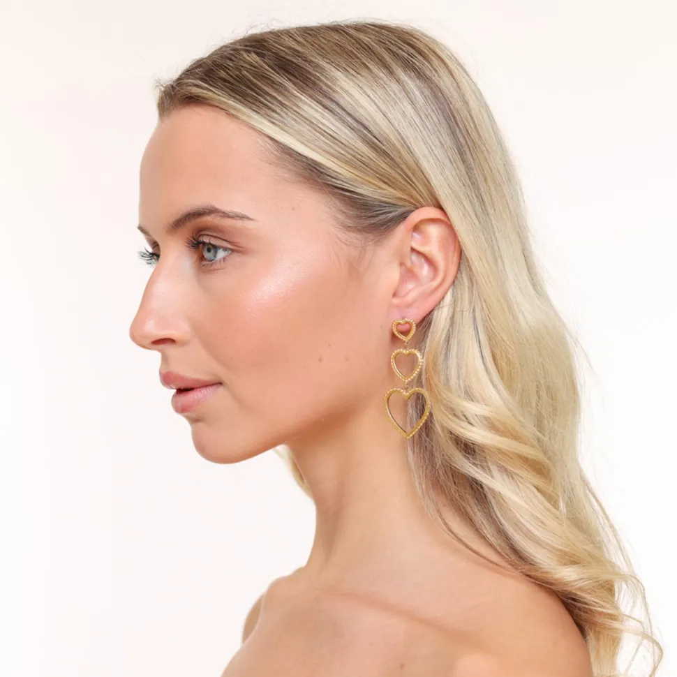Olivia & Kate Golden Open Heart Details-Earrings Best
