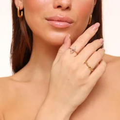 Olivia & Kate Golden Oval Row-Ring Cheap