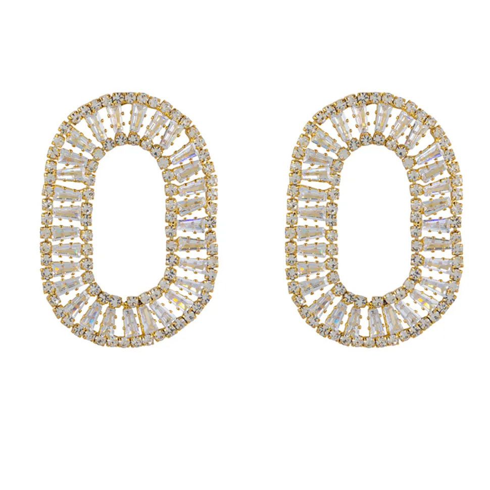Olivia & Kate Golden Oval Zirconia Stones-Earrings Fashion
