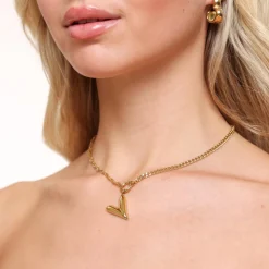Olivia & Kate Golden Small Statement Heart-Necklace Flash Sale