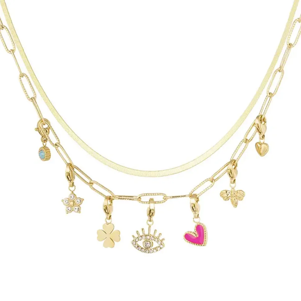 Olivia & Kate Golden Trendy Pendans Double Chain-Necklace Fashion