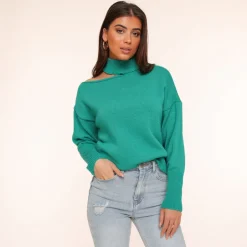 Olivia & Kate Green Choker-Sweater Best Sale