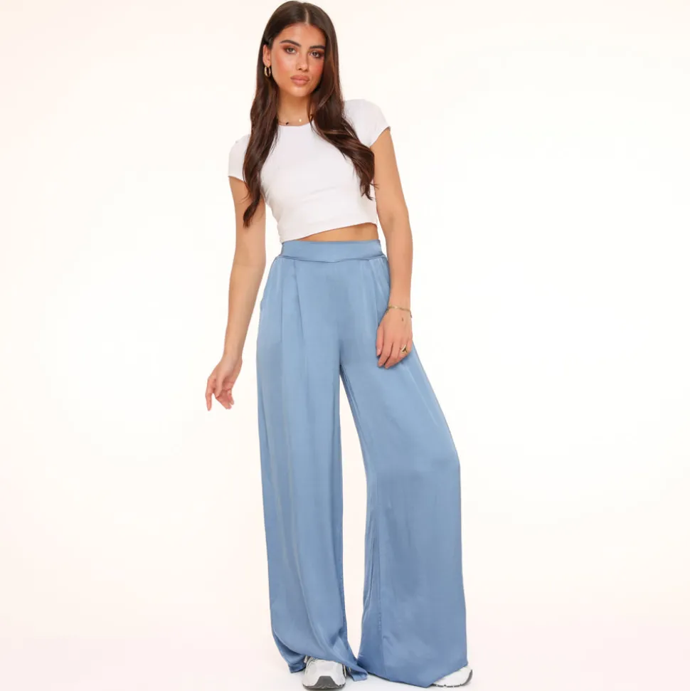 Olivia & Kate Jeans Blue Tall Satin-Pants Cheap