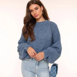 Olivia & Kate Jeans Blue Wool Knitted-Sweater Clearance