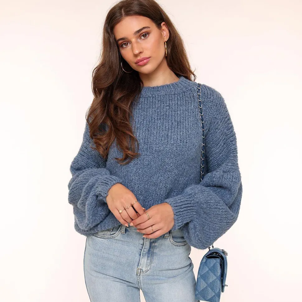 Olivia & Kate Jeans Blue Wool Knitted-Sweater Clearance