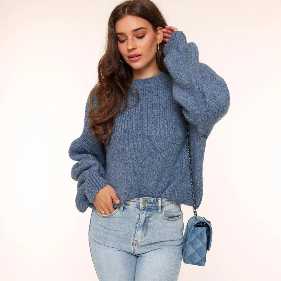 Olivia & Kate Jeans Blue Wool Knitted-Sweater Clearance
