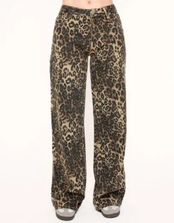 Olivia & Kate Leopard Wide-Jeans Outlet