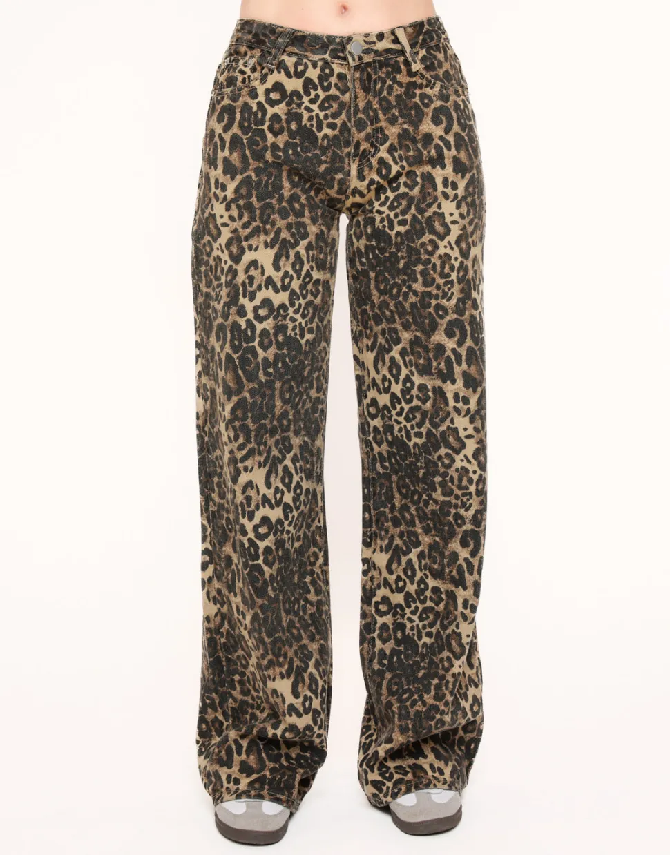 Olivia & Kate Leopard Wide-Jeans Outlet